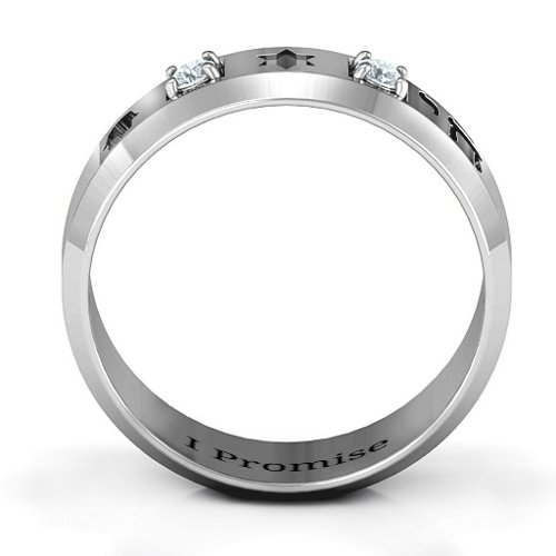 Men's Judaica Ring – Sterling Silver with Cubic Zirconia