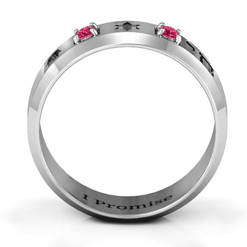 Men's Judaica Ring – Sterling Silver with Ruby