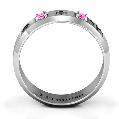 Men's Judaica Ring – Sterling Silver with Pink Tourmaline