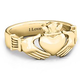 Men's Classic Celtic Claddagh Ring in 10K Solid Yellow Gold
