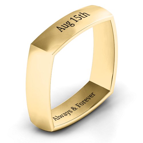 Men's Square Comfort-Fit Band – 10K Yellow Gold