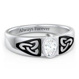 Men's Trinity Knot Ring With Oval Stone