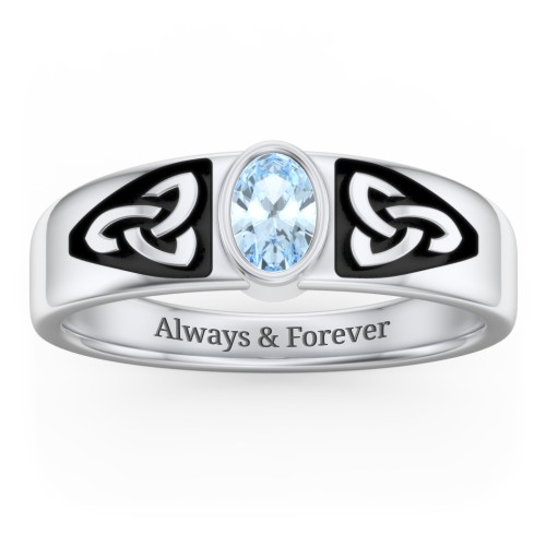 Men's Trinity Knot Ring With Oval Stone