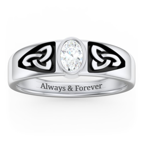 Men's Trinity Knot Ring With Oval Stone