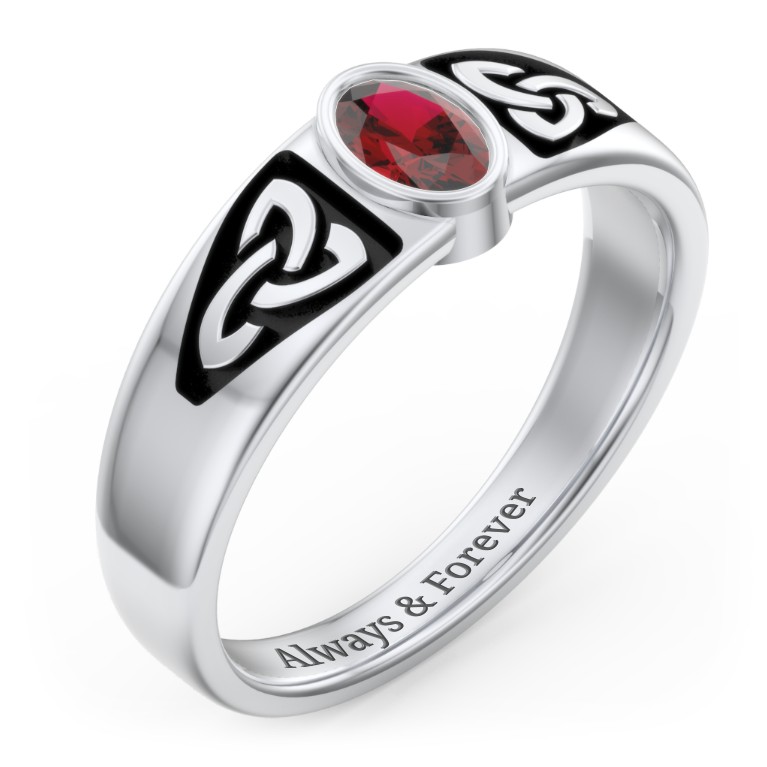 Men's Trinity Knot Ring With Oval Stone Jewlr