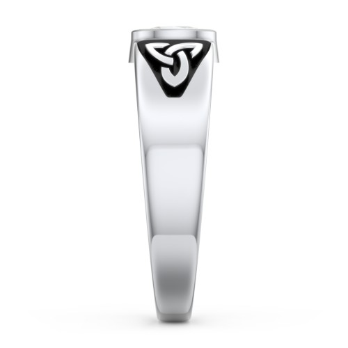 Men's Trinity Knot Ring With Oval Stone – Sterling Silver with Cubic Zirconia