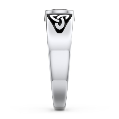 Men's Trinity Knot Ring With Oval Stone – Sterling Silver with Smokey Quartz
