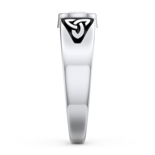 Men's Trinity Knot Ring With Oval Stone – Sterling Silver with Opal