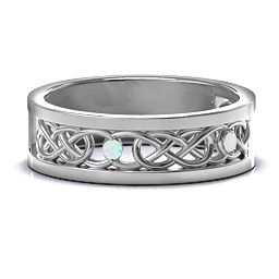 Men's Two-Stone Interwoven Infinity Band