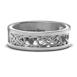 Men's Two-Stone Interwoven Infinity Band