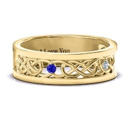 Men's Two-Stone Interwoven Infinity Band
