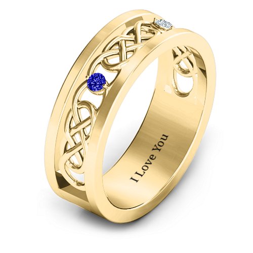 Men's Two-Stone Interwoven Infinity Band