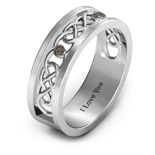 Men's Two-Stone Interwoven Infinity Band