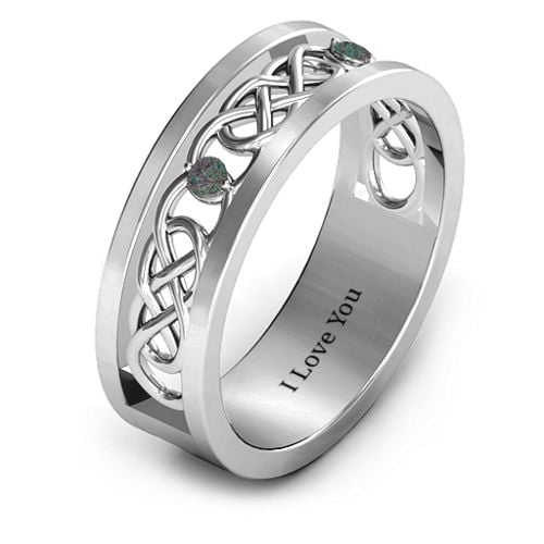 Men's Two-Stone Interwoven Infinity Band