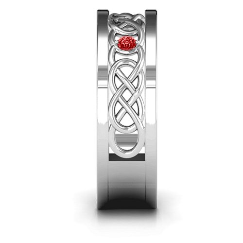 Men's Two-Stone Interwoven Infinity Band