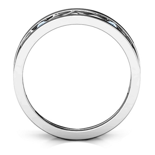 Men's Two-Stone Interwoven Infinity Band – Sterling Silver with Aquamarine