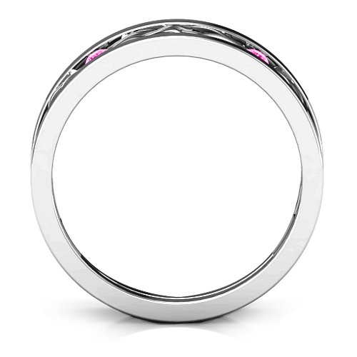 Men's Two-Stone Interwoven Infinity Band – Sterling Silver with Pink Tourmaline