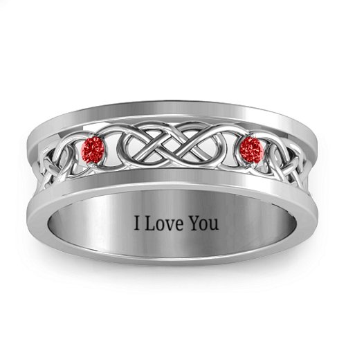 Men's Two-Stone Interwoven Infinity Band