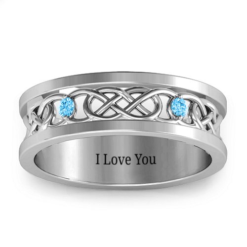 Men's Two-Stone Interwoven Infinity Band