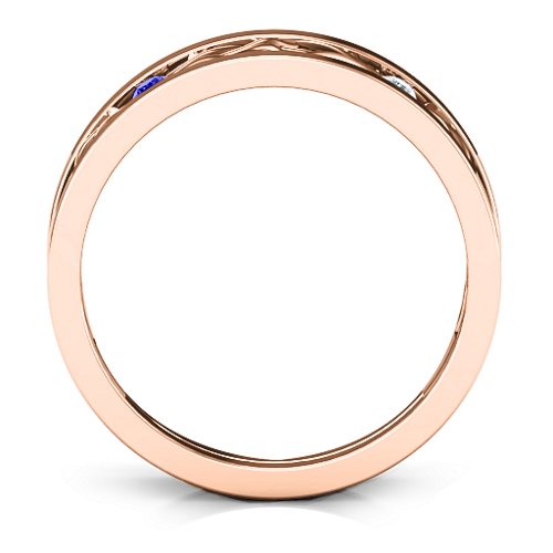 Men's Two-Stone Interwoven Infinity Band – 10K Rose Gold with Blue Sapphire and Cubic Zirconia