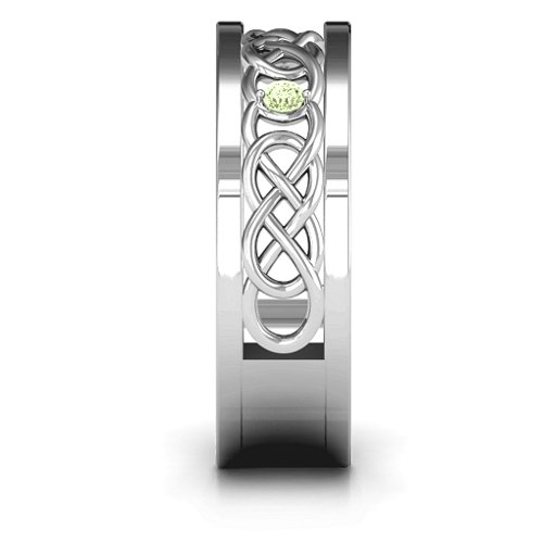 Men's Two-Stone Interwoven Infinity Band – Sterling Silver with Peridot