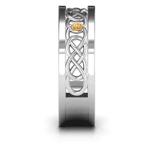 Men's Two-Stone Interwoven Infinity Band – Sterling Silver with Citrine