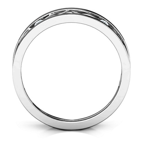 Men's Two-Stone Interwoven Infinity Band – Sterling Silver with Diamond