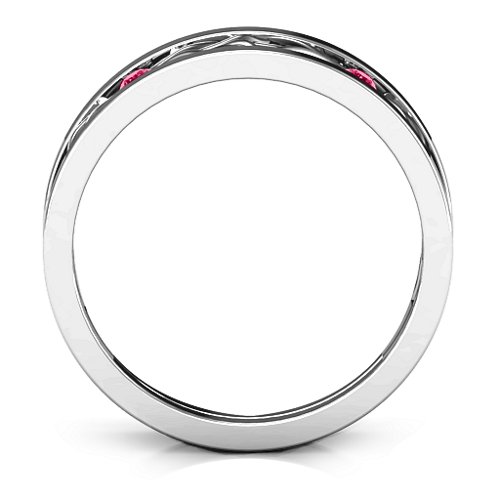 Men's Two-Stone Interwoven Infinity Band – Sterling Silver with Ruby