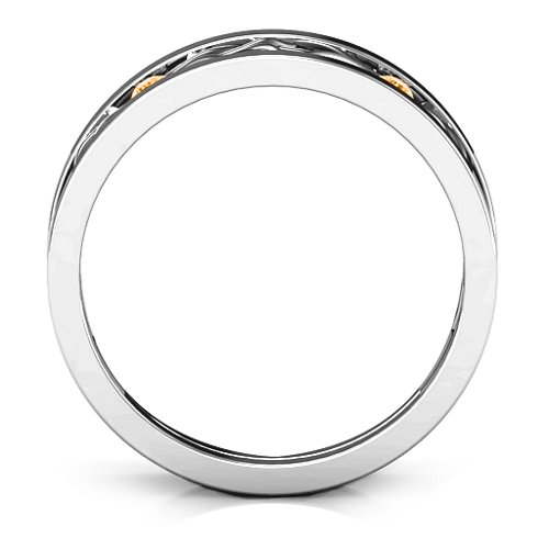 Men's Two-Stone Interwoven Infinity Band – Sterling Silver with Citrine