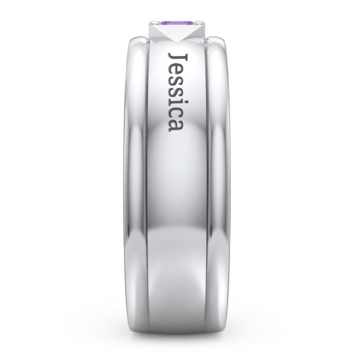 Men's Timeless Two Stone Ring – Sterling Silver with Amethyst