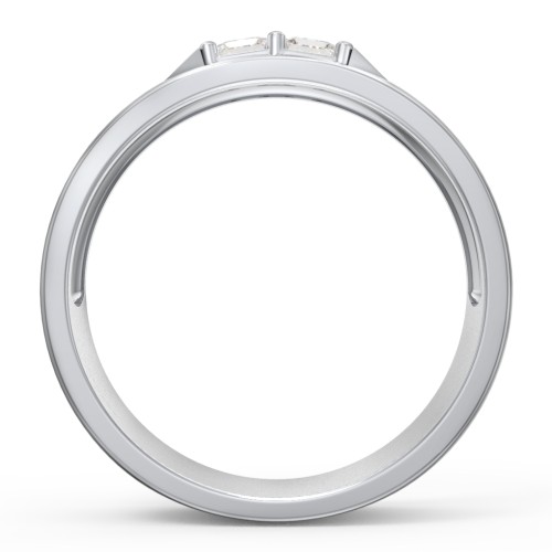 Men's Timeless Two Stone Ring – Sterling Silver with Diamond