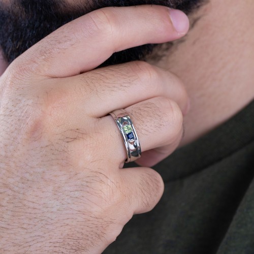 Men's Timeless Two Stone Ring – 10K Rose Gold with Garnet and Cubic Zirconia