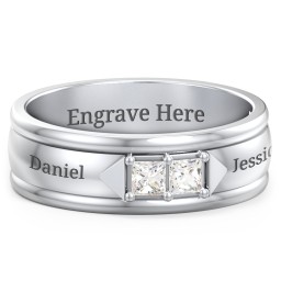 Men's Timeless Two Stone Ring in 925 Sterling Silver with Cubic Zirconia