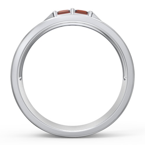 Men's Timeless Two Stone Ring – Sterling Silver with Garnet