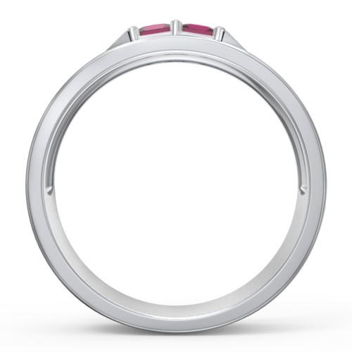 Men's Timeless Two Stone Ring – Sterling Silver with Ruby