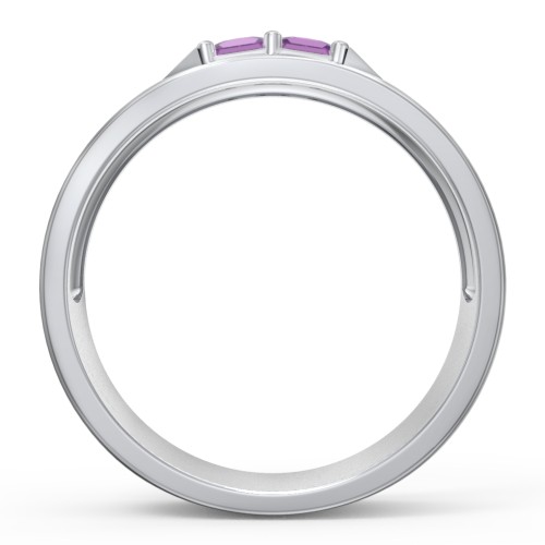 Men's Timeless Two Stone Ring – Sterling Silver with Amethyst