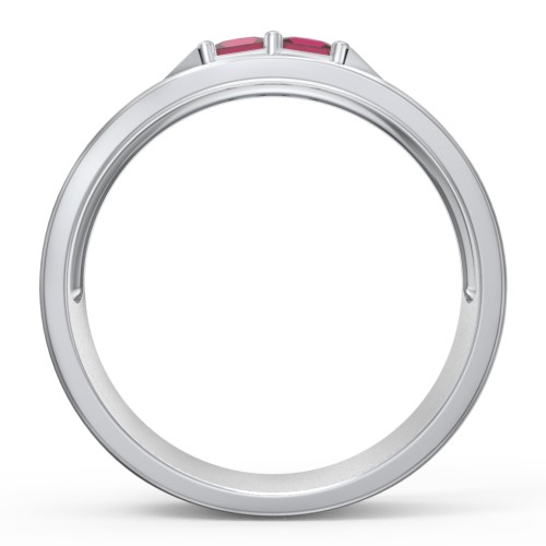 Men's Timeless Two Stone Ring – Sterling Silver with Ruby