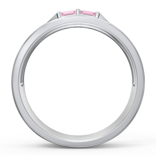 Men's Timeless Two Stone Ring – Sterling Silver with Pink Tourmaline