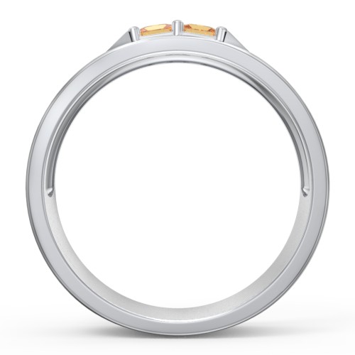 Men's Timeless Two Stone Ring – Sterling Silver with Citrine