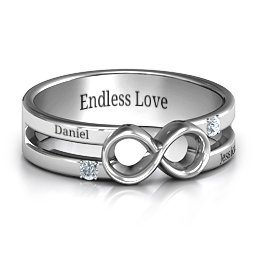Men's Accented Infinity Ring in 925 Sterling Silver with Cubic Zirconia