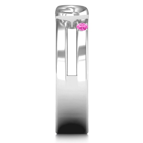 Men's Accented Infinity Ring – Sterling Silver with Pink Tourmaline