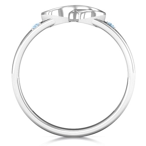 Men's Accented Infinity Ring – Sterling Silver with Aquamarine