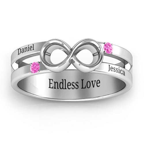 Men's Accented Infinity Ring – Sterling Silver with Pink Tourmaline
