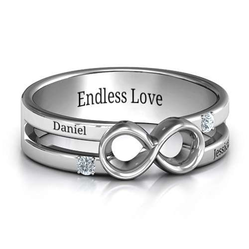 Men's Accented Infinity Ring – Sterling Silver with Cubic Zirconia