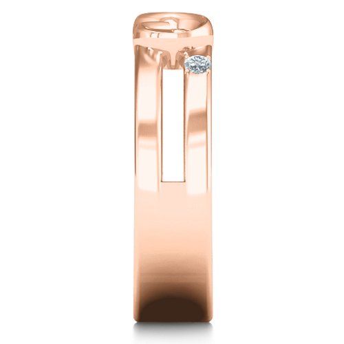Men's Accented Infinity Ring – 10K Rose Gold with Blue Sapphire and Cubic Zirconia