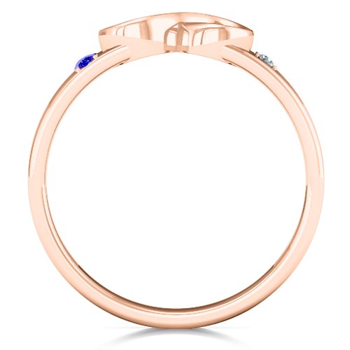 Men's Accented Infinity Ring – 10K Rose Gold with Blue Sapphire and Cubic Zirconia
