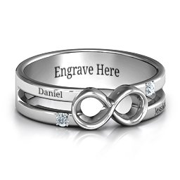 Men's Accented Infinity Ring in 925 Sterling Silver with Cubic Zirconia