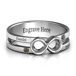 Men's Accented Infinity Ring in 925 Sterling Silver with Smokey Quartz
