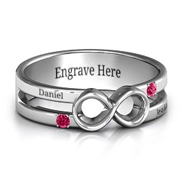 Men's Accented Infinity Ring in 925 Sterling Silver with Ruby