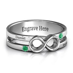 Men's Accented Infinity Ring in 925 Sterling Silver with Emerald